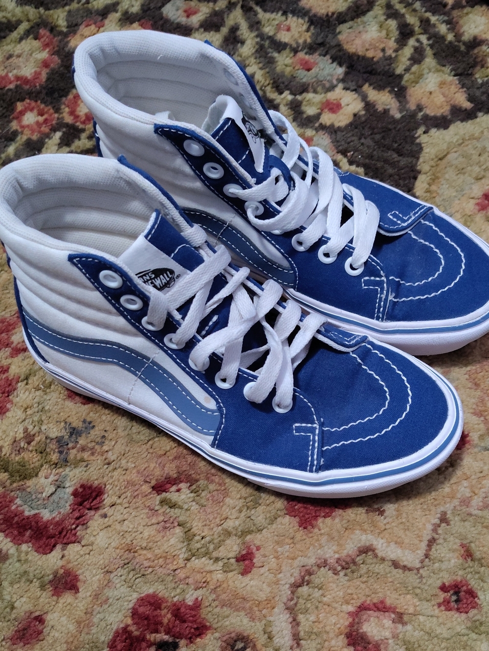 Vans Kids High-Top Sneakers in Blue and White